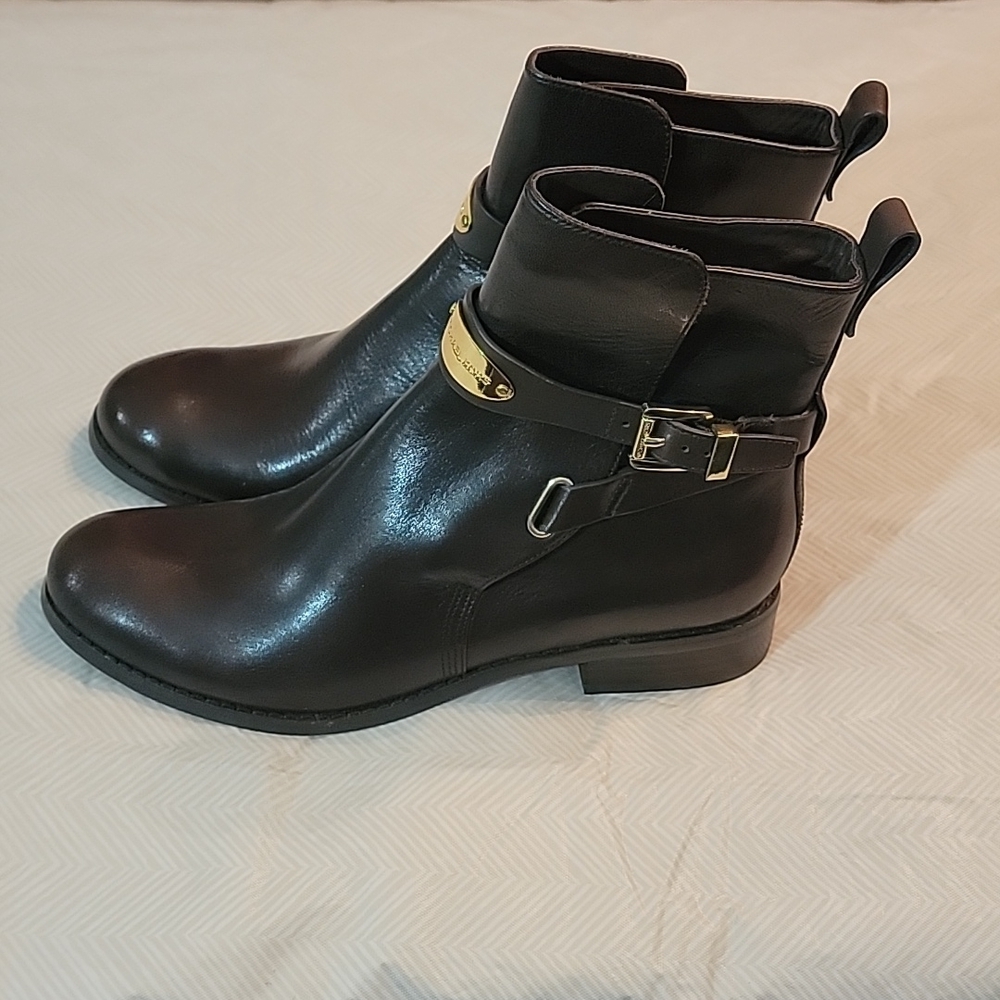 Michael Kors Dark Brown Arley Leather Ankle Booties Women's Size 7.5